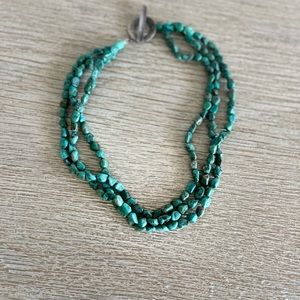 Beaded Turquoise Choker Necklace with Silver Clasp
